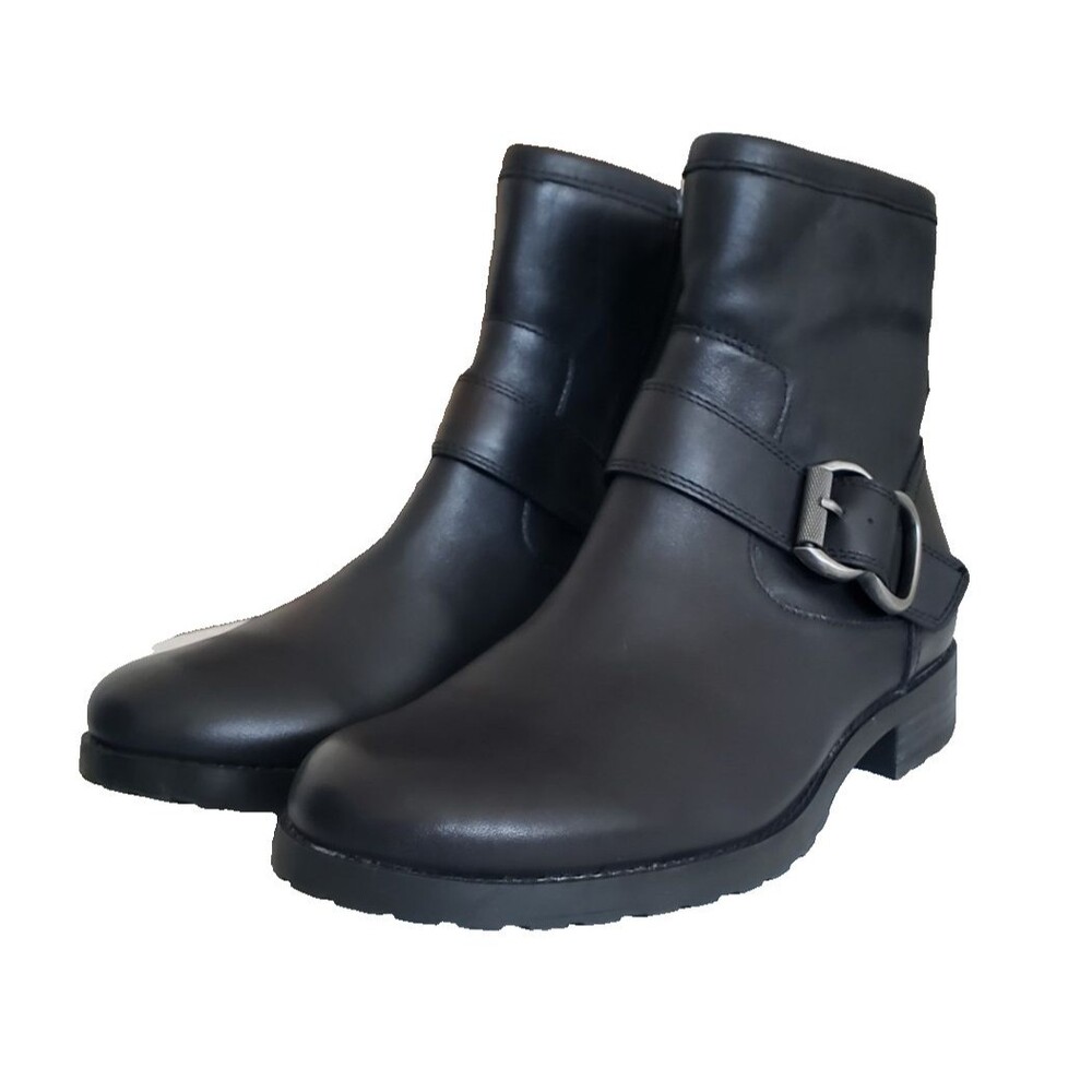 Soft Brie Women's Black Leather Water Proof Ankle Boots With Buckle Size 9.5M
